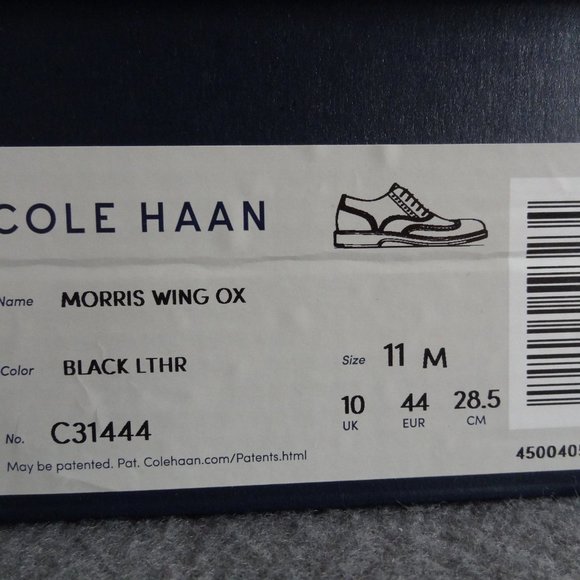 NEW Cole Haan 11 M 44 Morris Wingtip Oxford Black - Picture 8 of 8